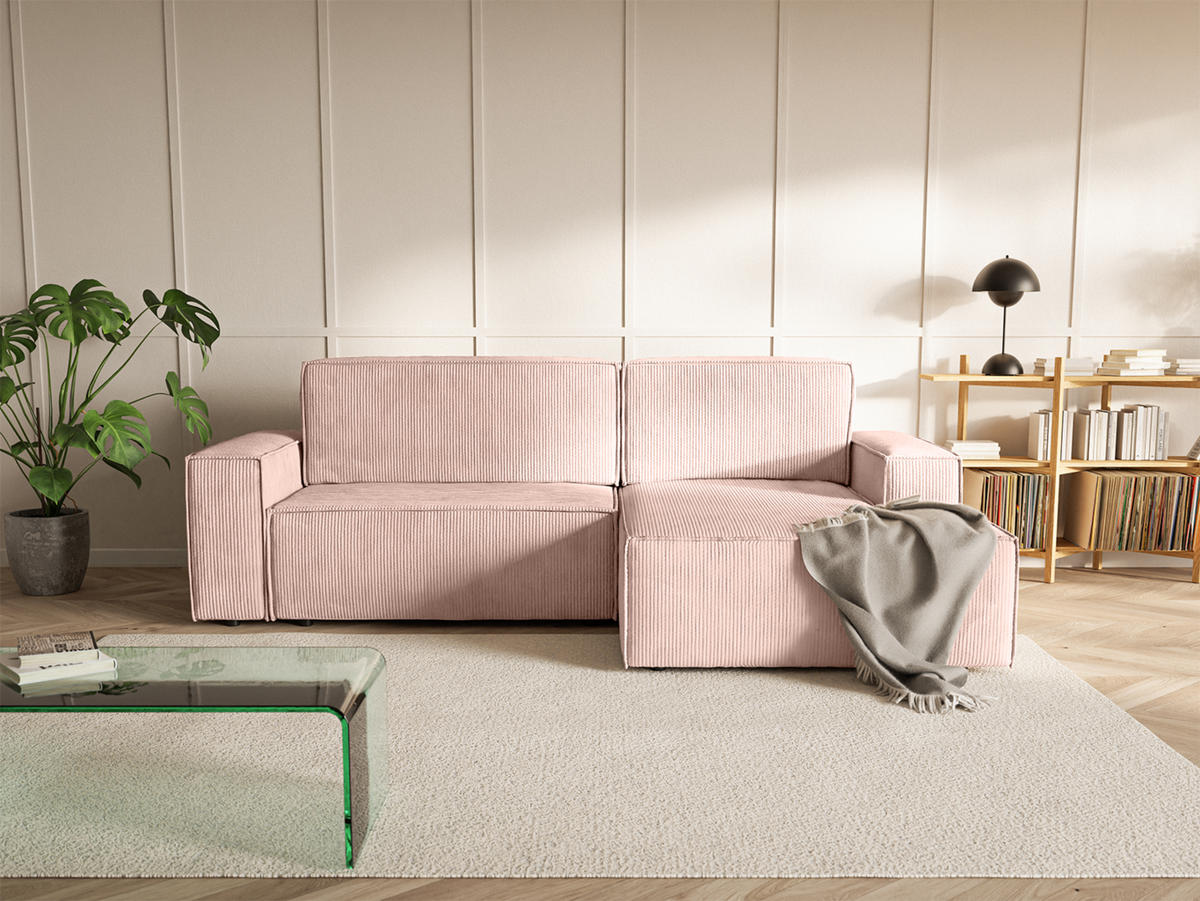 ECKSOFA Kokko mit Schlaffunktion, Hellrosa - Pink, Textil (267/167cm) - Fedve