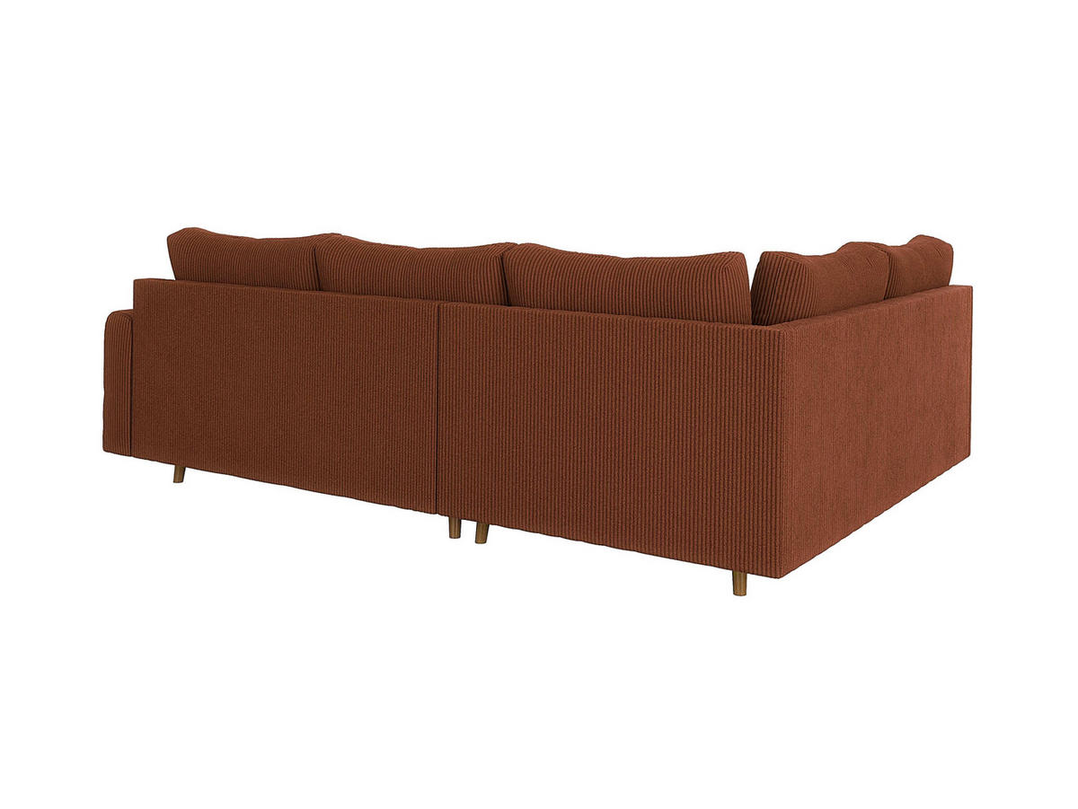 ECKSOFA Alma Terrakotta Cord - Ottomane links - Terracotta/Braun, Holz/Textil (231/161cm) - S-Style Möbel