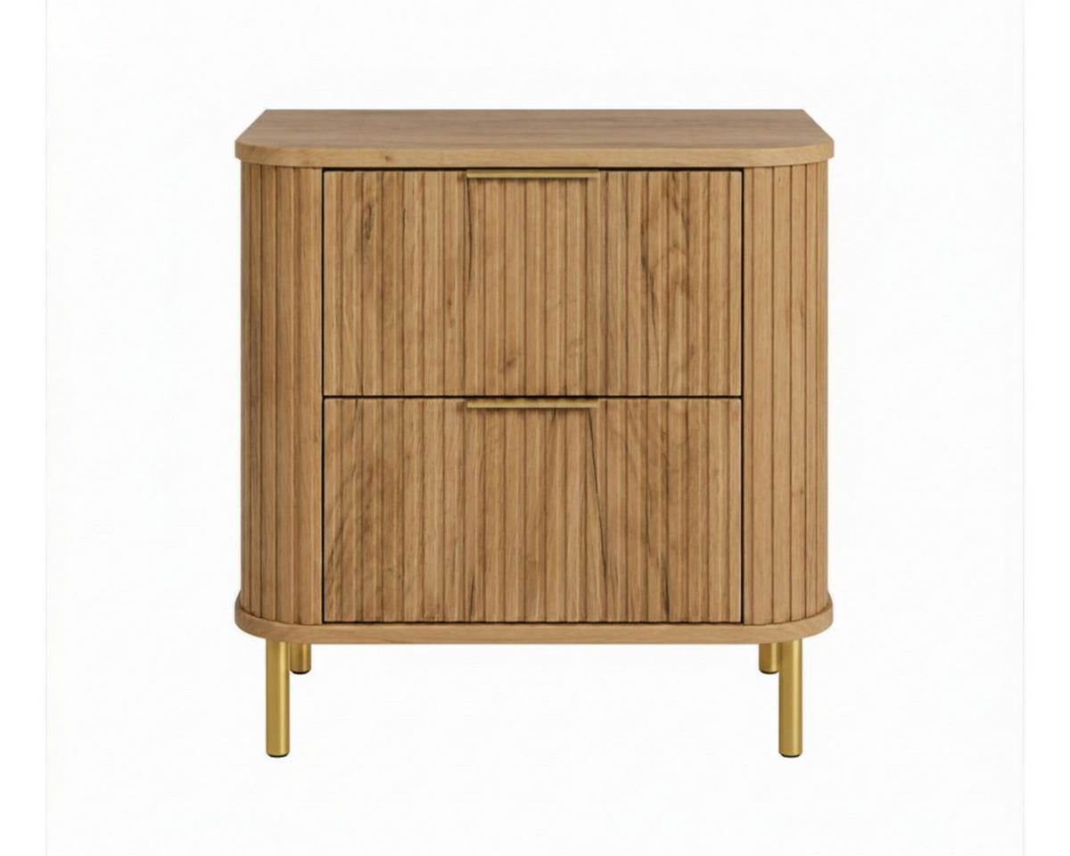 BADEZIMMERSCHRANK : Farbe Eiche Craft, Griff gold, Füße gold, 60 x 41,5 x 66,7 cm - Eichefarben/Goldfarben, Holzwerkstoff (60/66.7/41.5cm) - 3XE LIVING