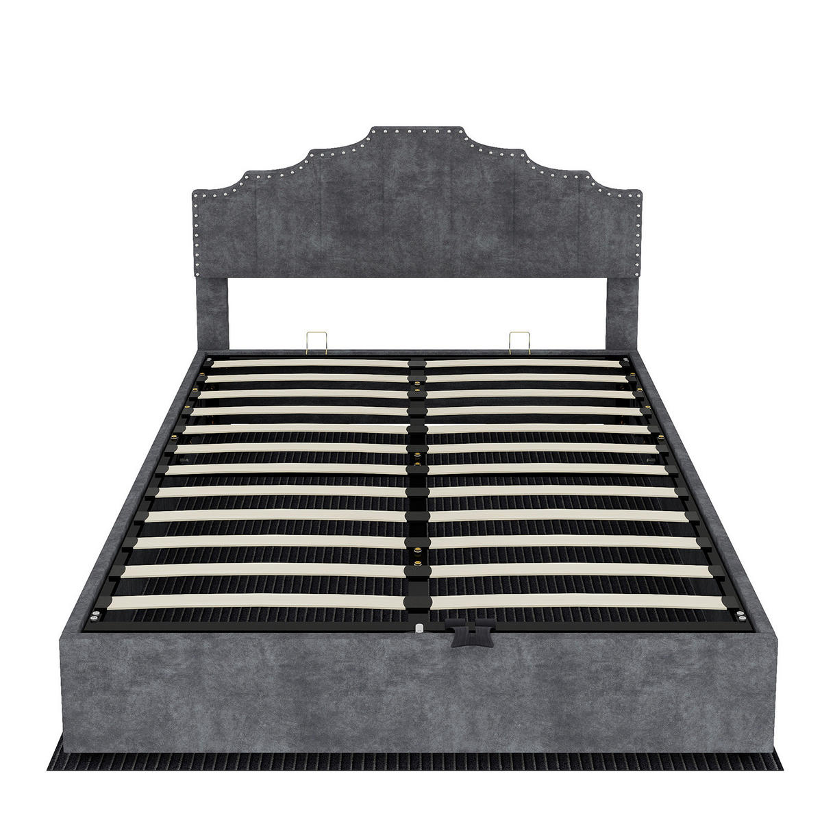 BETT mit Matratze 140x200 cm Stoff Grau - Grau, Metall (140/200cm) - Meubliv