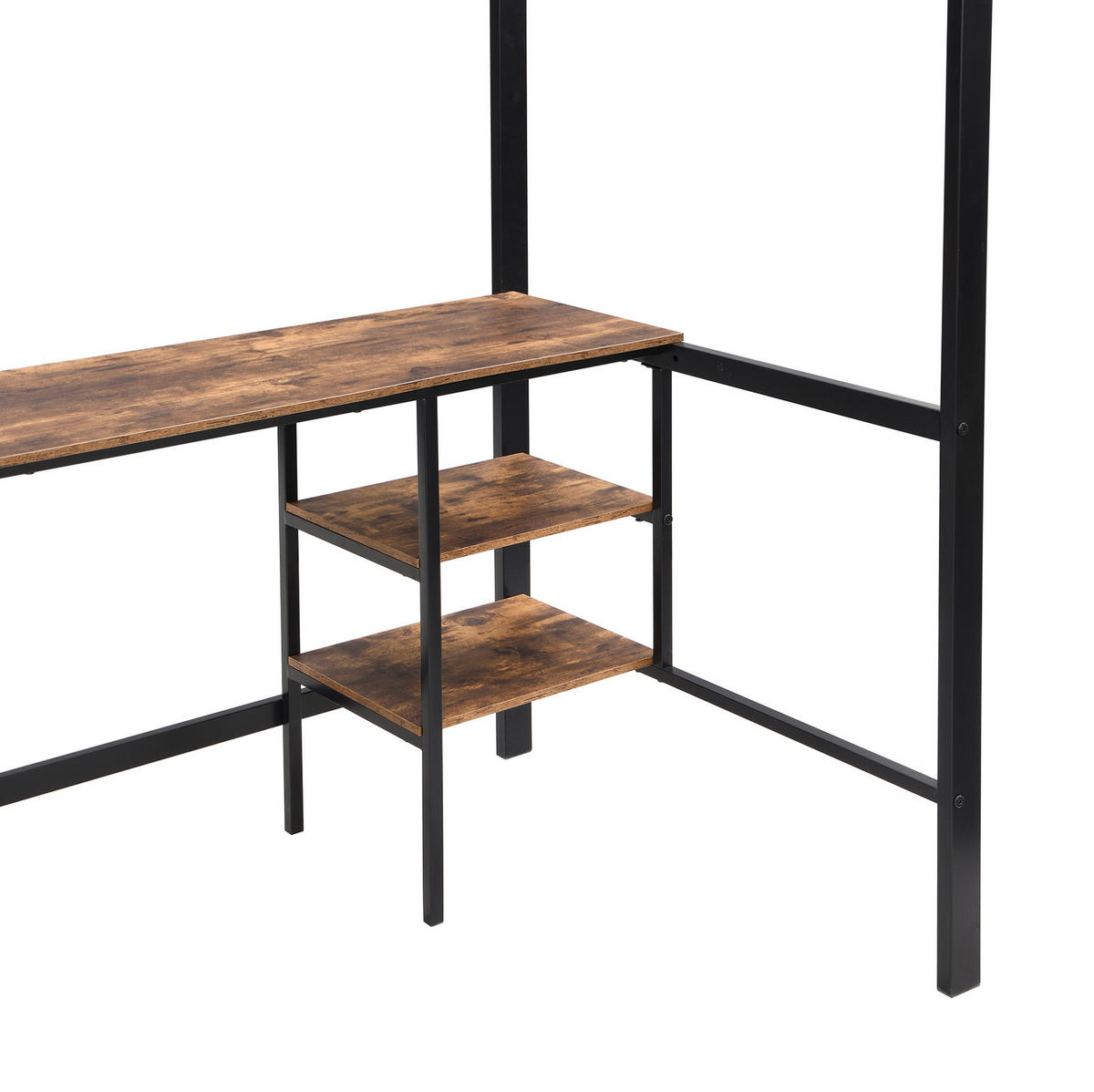 ETAGENBETT 90/200 cm in Schwarz mit Schreibtisch, Regal und 4-stufiger Leiter - Schwarz, Metall (90/200cm) - OKMYHOME