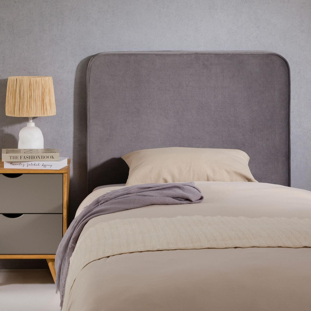 KOPFTEIL LUNAR 90x190 cm grau - Grau, Textil (90/68/6cm) - IDIMEX