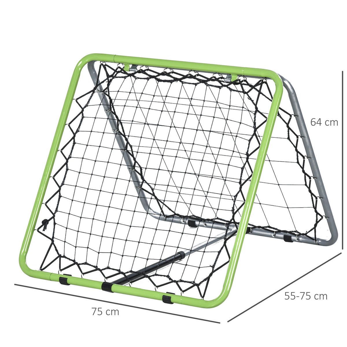 FUSSBALL REBOUNDER, Metall, Grau/Grün/Schwarz, 75 x 75 x 64 cm - Schwarz/Grau, Metall (75/75cm) - HOMCOM