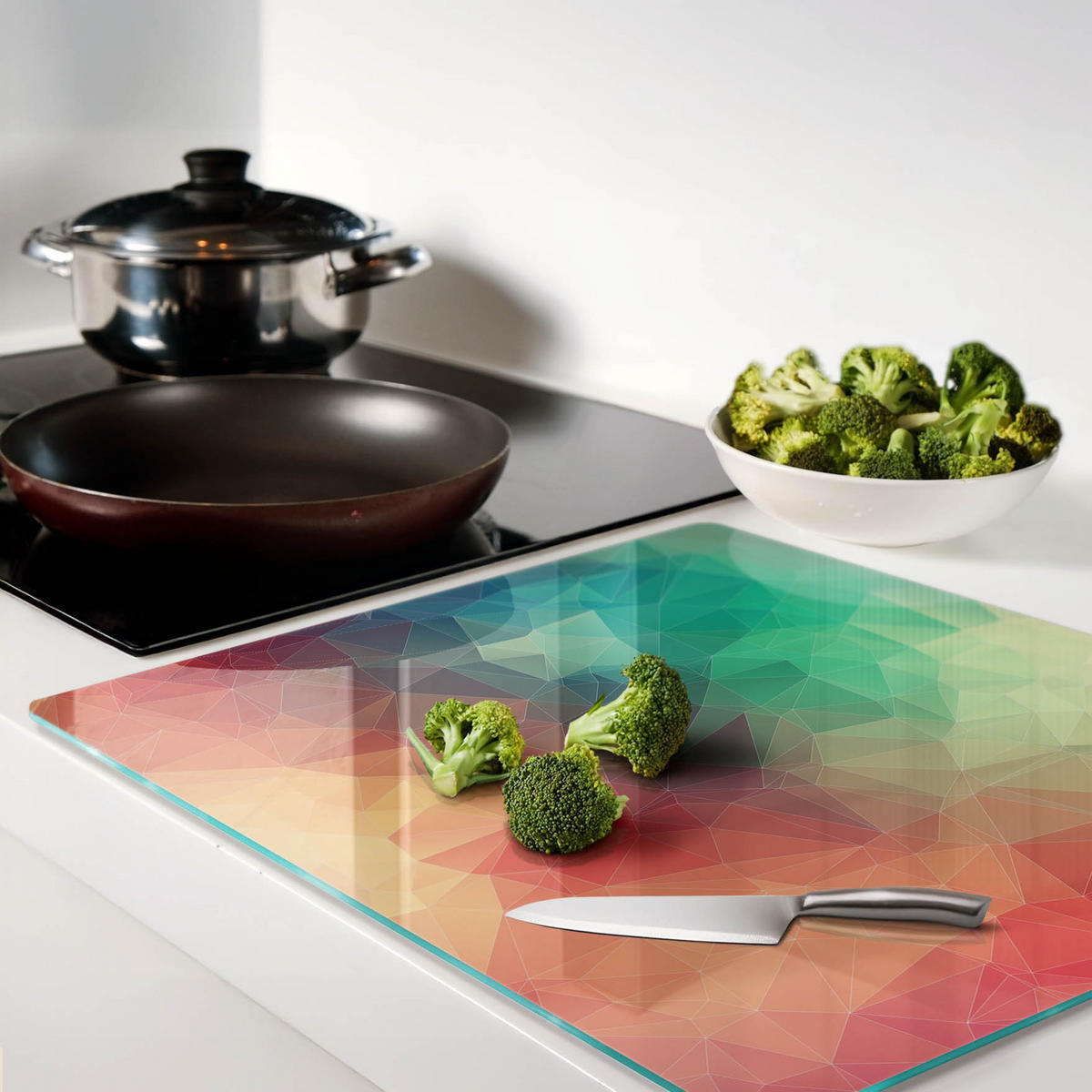 GLASPLATTE 60x52 cm Geometrische Figuren - Multicolor, Glas (60/0.4/52cm) - TULUP