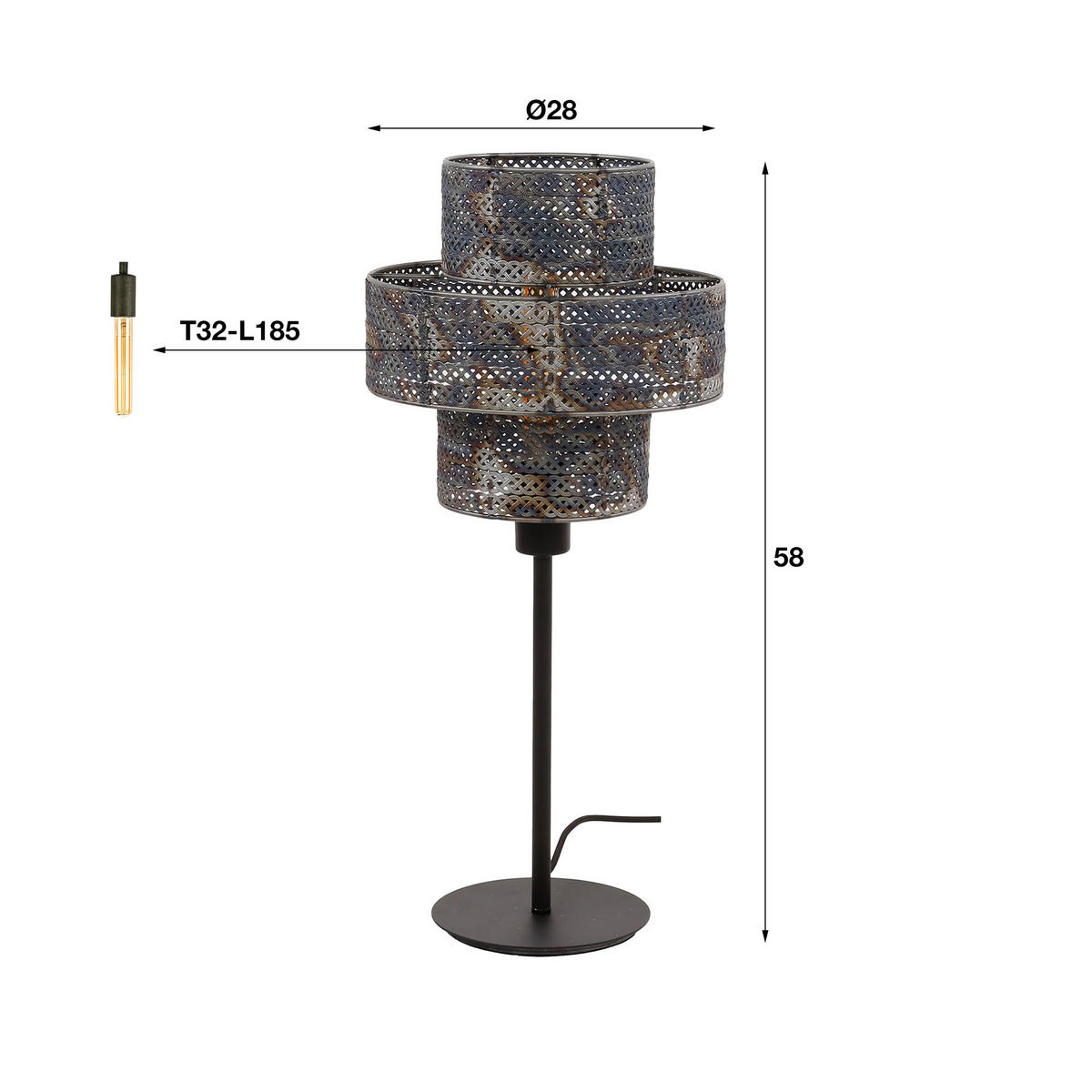 TISCHLEUCHTE Laterne Schwarz 28/28/ 58 cm - Braun, Metall (28/28/58cm) - Hoyz Collection