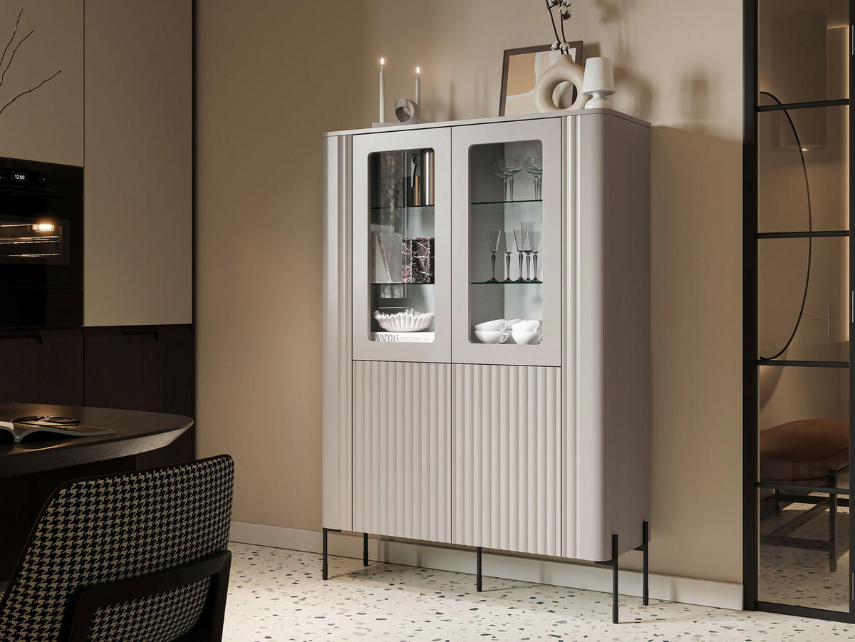 VITRINE Vera - Kaschmir/Schwarz, Holzwerkstoff/Metall (110/160/40cm) - MIRJAN24