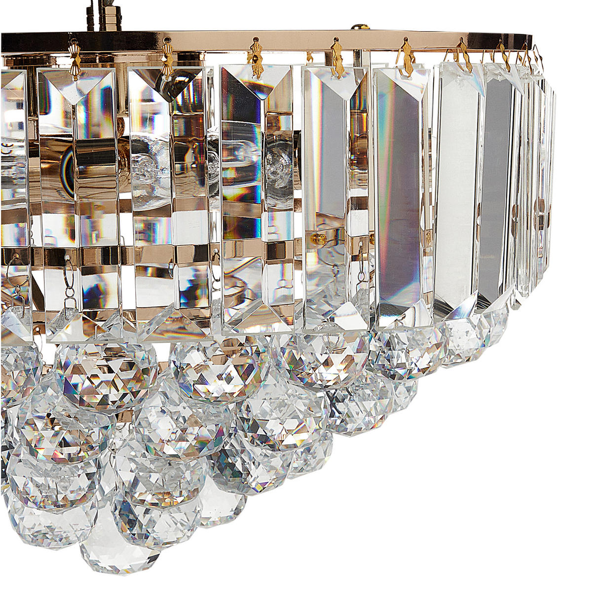 KRONLEUCHTER Gold Acheiro L - Transparent/Goldfarben, Glas (49/49/120cm) - Beliani