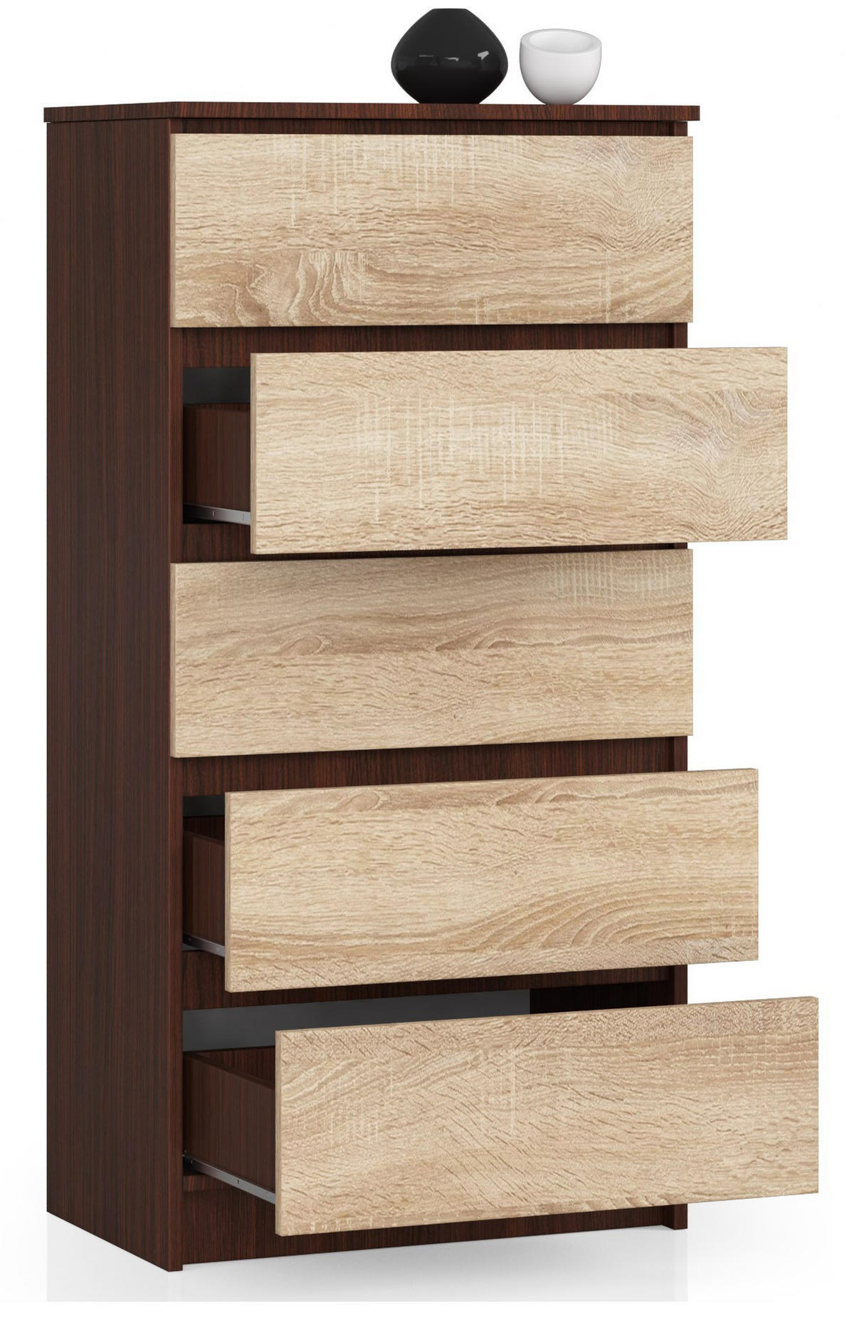 KOMMODE Dunkelbraun, Eiche Sonoma 121/60/40 - Dunkelbraun, Holzwerkstoff (60/121/40cm) - RAUMHIRSCH FURNITURE