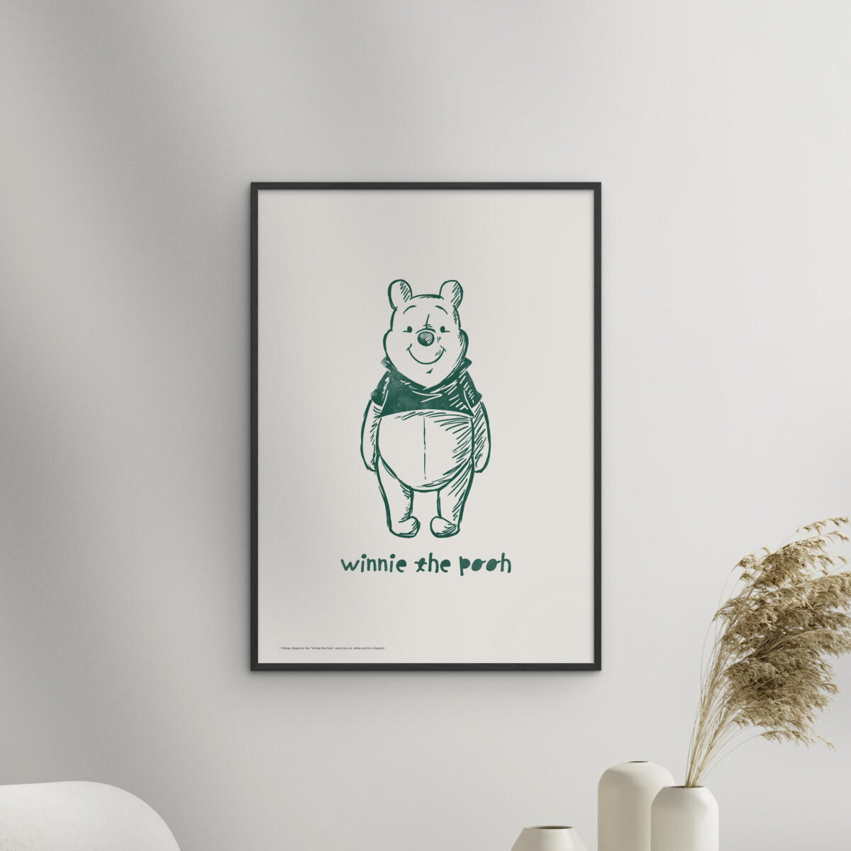 POSTER mit Rahmen Disney - Disney's Winnie the Pooh Standing Smile - Beige/Schwarz, Holz/Papier (30/40cm) - Poster&Frame