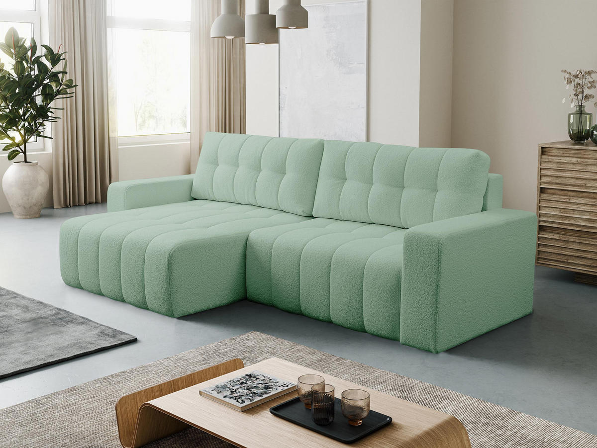 ECKSOFA Masone - Schwarz/Mintgrün, Holz/Kunststoff (245/143cm) - MIRJAN24