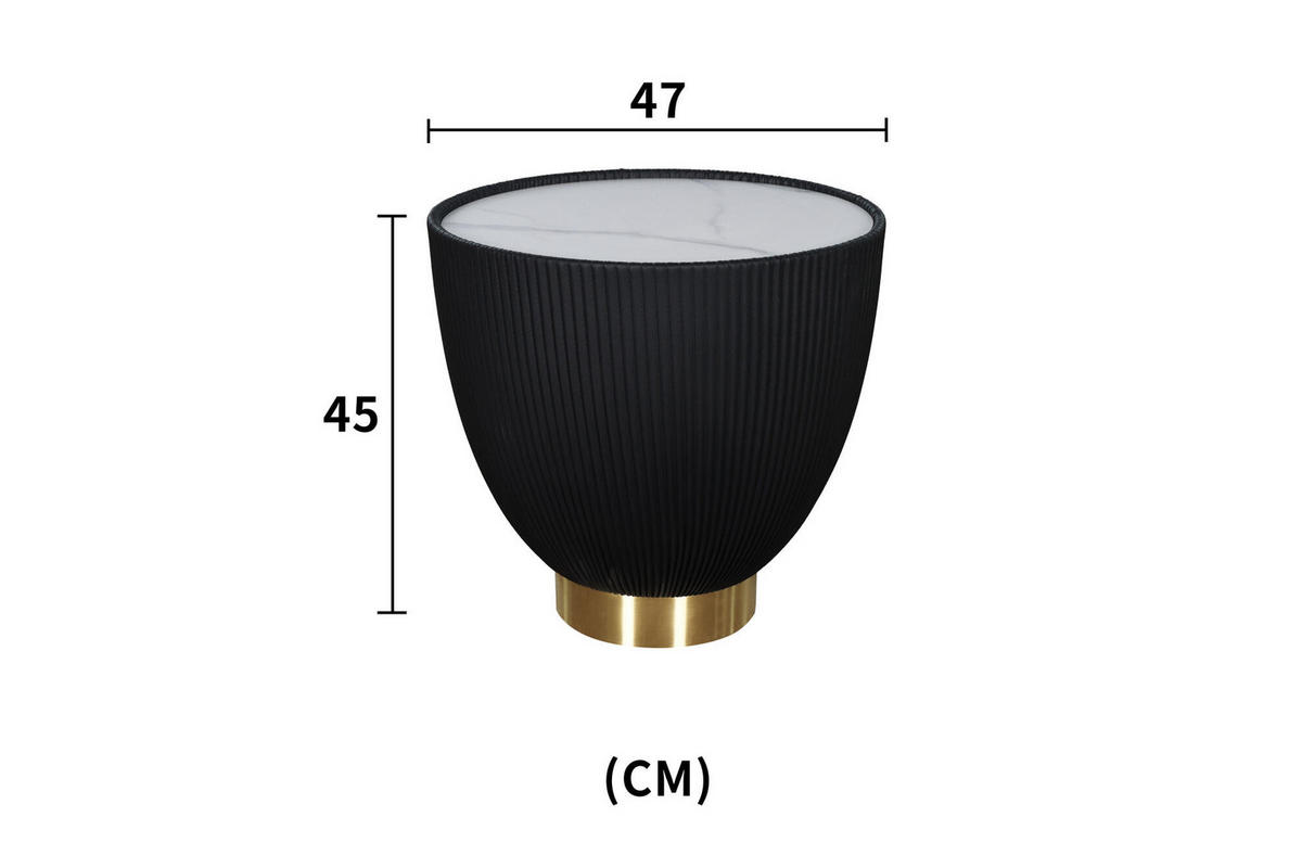 COUCHTISCH MODIG Schwarz 47x47x45 cm - Schwarz, Stein (47/47/45cm) - FURNLUX