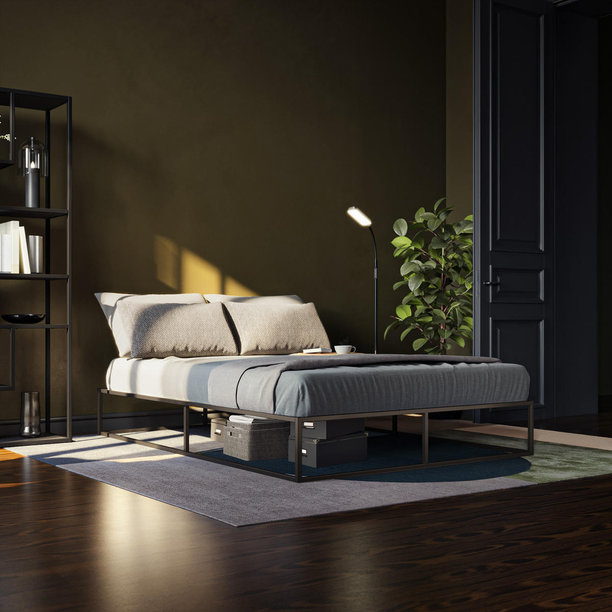 BETT Kyoto,Belastbarkeit 250 kg, bodenschonende Kunststoffkappen,schwarz - Schwarz, Metall - tectake