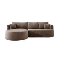 ECKSOFA FIORE L-förm Moderne Ausziehbare Schlaf-Funktion, automatischer Auffaltung, lose Rückenkissen freistehend LINKS 284x183x82cm Cappuccino - Cappuccino, Holz/Textil (183/284cm) - DomoHome