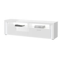 TV-LOWBOARD weiß Hochglanz, Flat-TV Board 200 cm, inkl. Beleuchtung - Weiß Hochglanz/Silberfarben, Holzwerkstoff/Kunststoff (204/58/46cm) - Inn.Furn