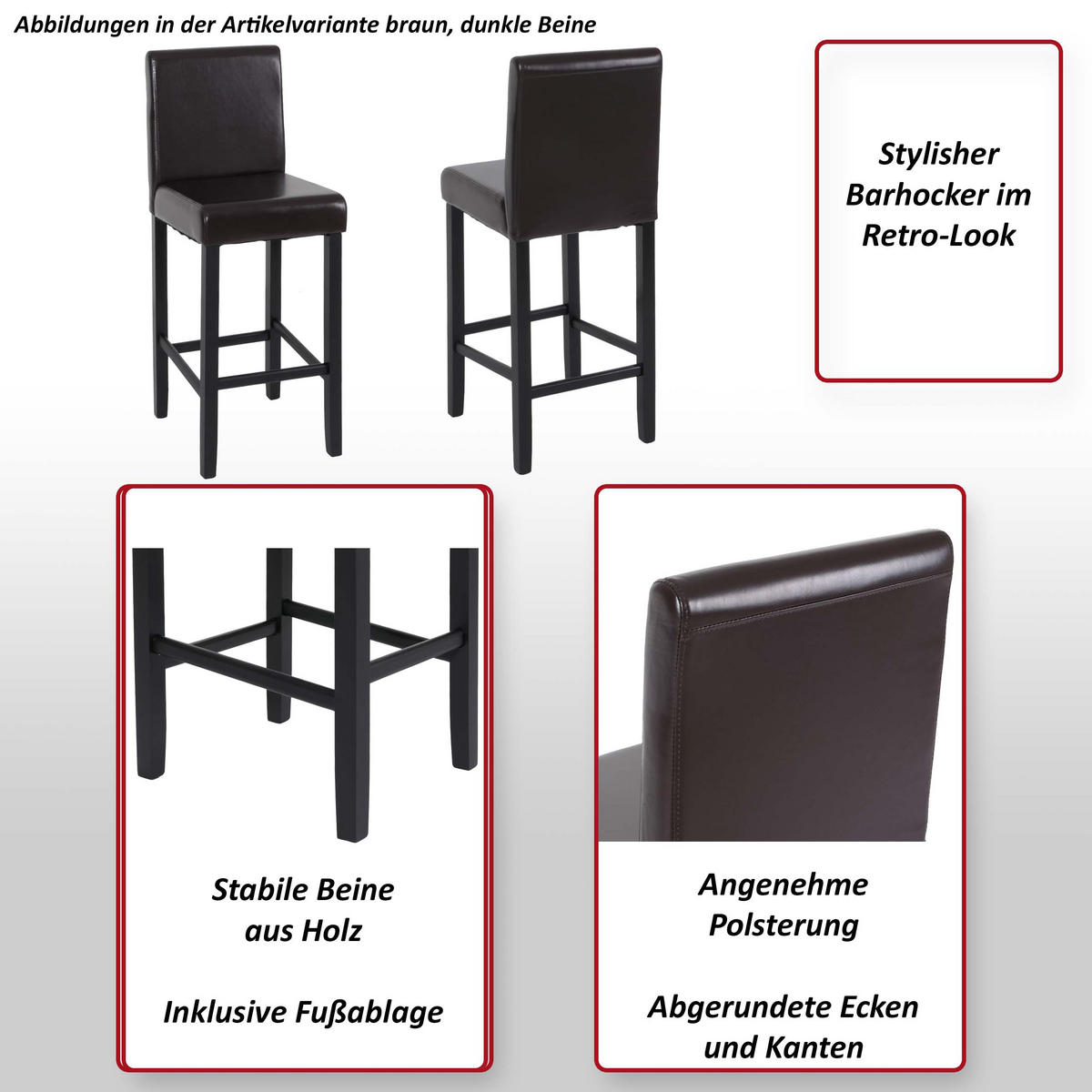 BARHOCKER Braun 2er-Set - Braun, Holz (41/112/37cm) - MCW