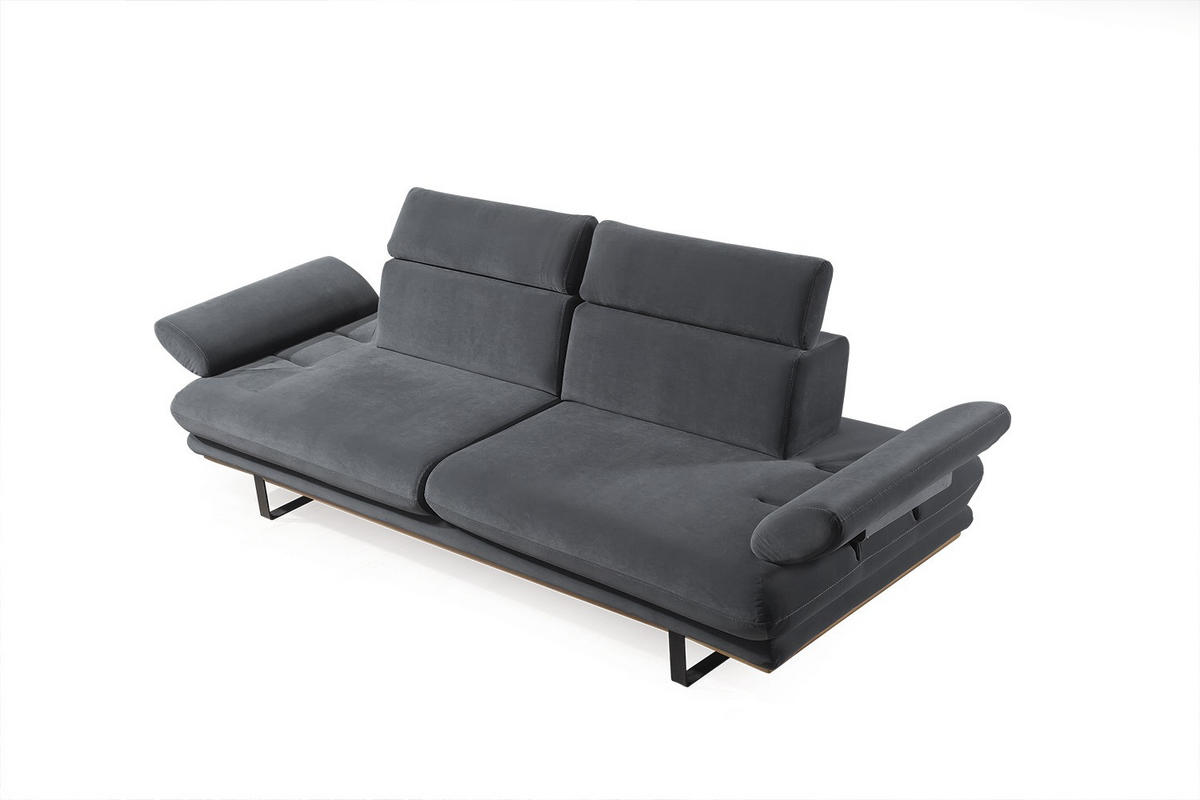 SOFA Energy 2-Sitzer Samt Dunkelgrau - Dunkelgrau, Textil (200/82/100cm) - Villa Möbel