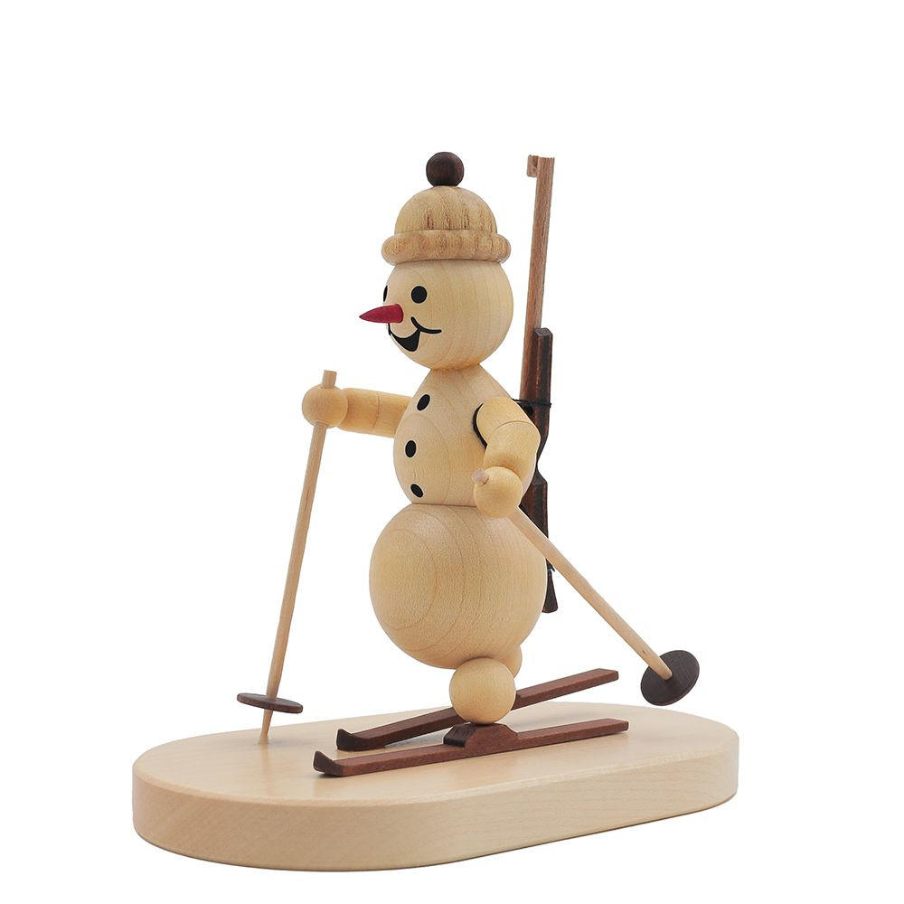 HOLZFIGUR Schneemann laufender Biathlet auf Sockel 12 cm - Multicolor, Holz (13/12/0.1cm)
