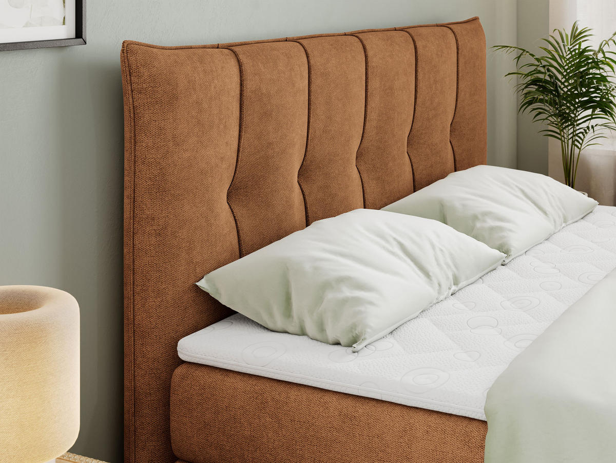 BOXSPRINGBETT PREMIUM 11 KING 180/200 Orange Struktur - H3 - Orange, Holz/Textil (180/200cm) - MKS