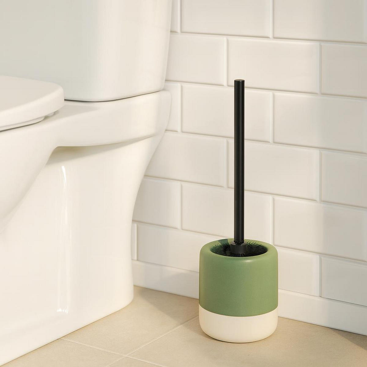 WC-BÜRSTE mit Keramikbehälter The Pastels 11,6/11,6/38 cm - Grün, Keramik (11.6/38/11.6cm) - Bathroom solutions