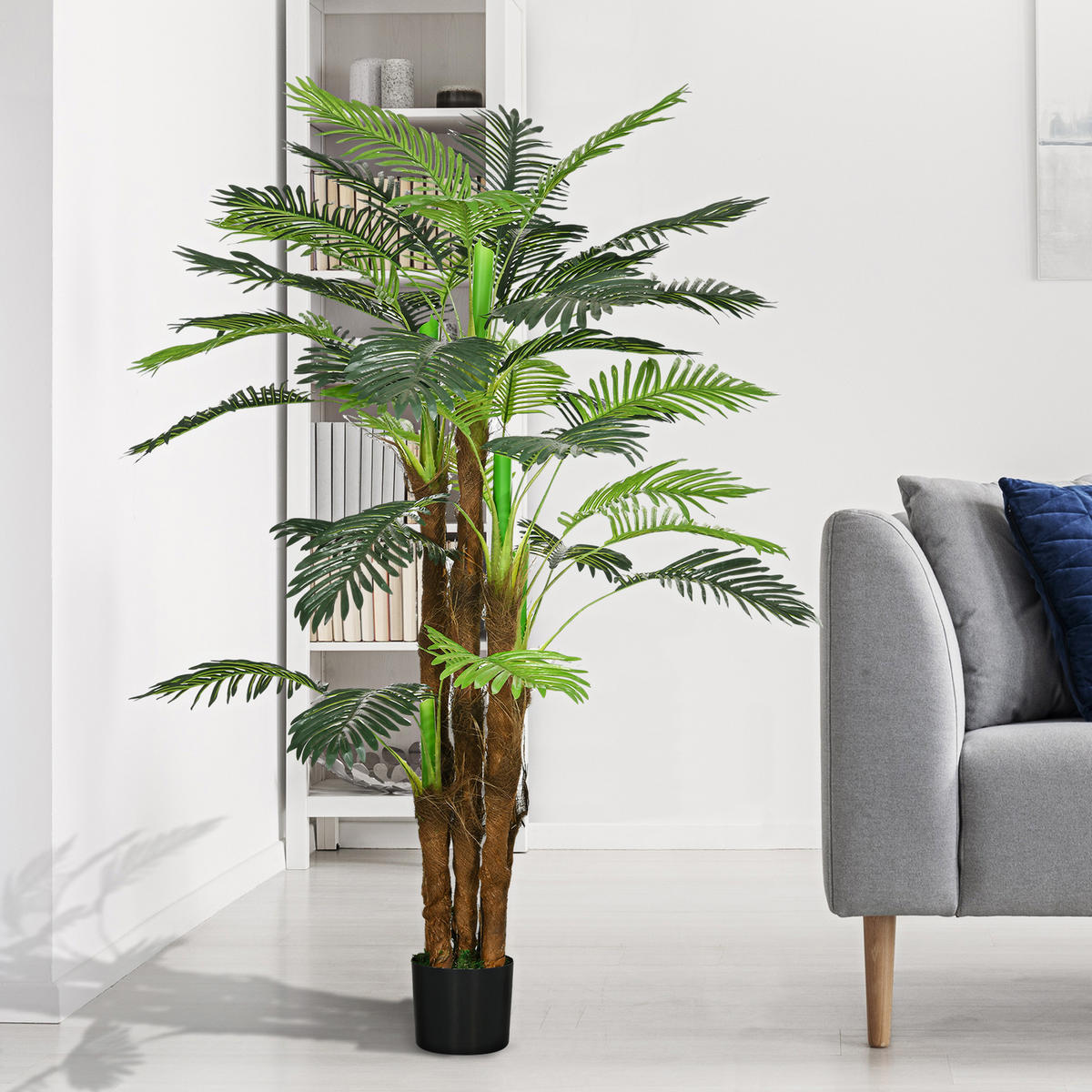 KÜNSTLICHE Pflanzen, Kunst Palme, 160 cm Kunstpflanze mit 36 Zweige Grün - Grün, Kunststoff (160cm) - HOMCOM