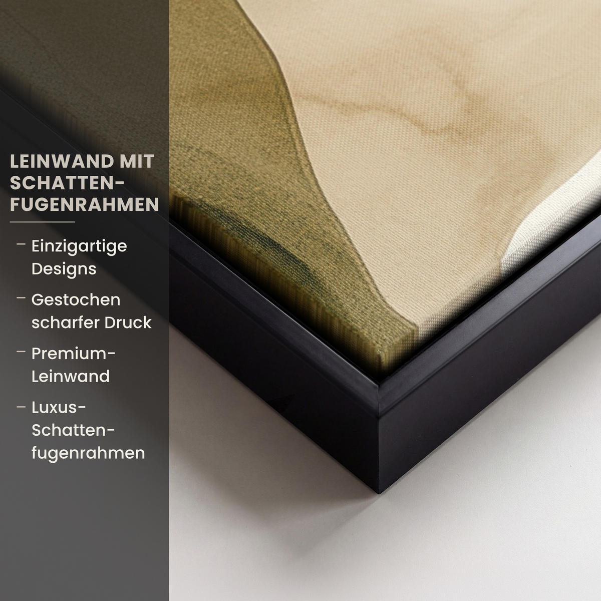 LEINWAND Bilder mit Rahmen - Japandi - Abstrakt - Grün - 50x50 - Salbeigrün, Textil (50/50cm) - MuchoWow