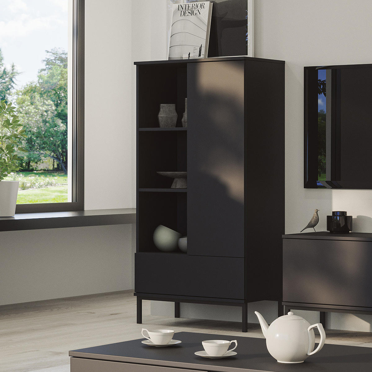 BÜCHERREGAL Dallas 70x140 Schwarz - Schwarz, Holzwerkstoff/Metall (70/140/41cm) - Ravio