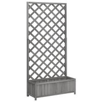 PFLANZKÜBEL Mit Spalier Grau Massivholz Tanne - Grau, Holz (35/180/90cm) - vidaXL