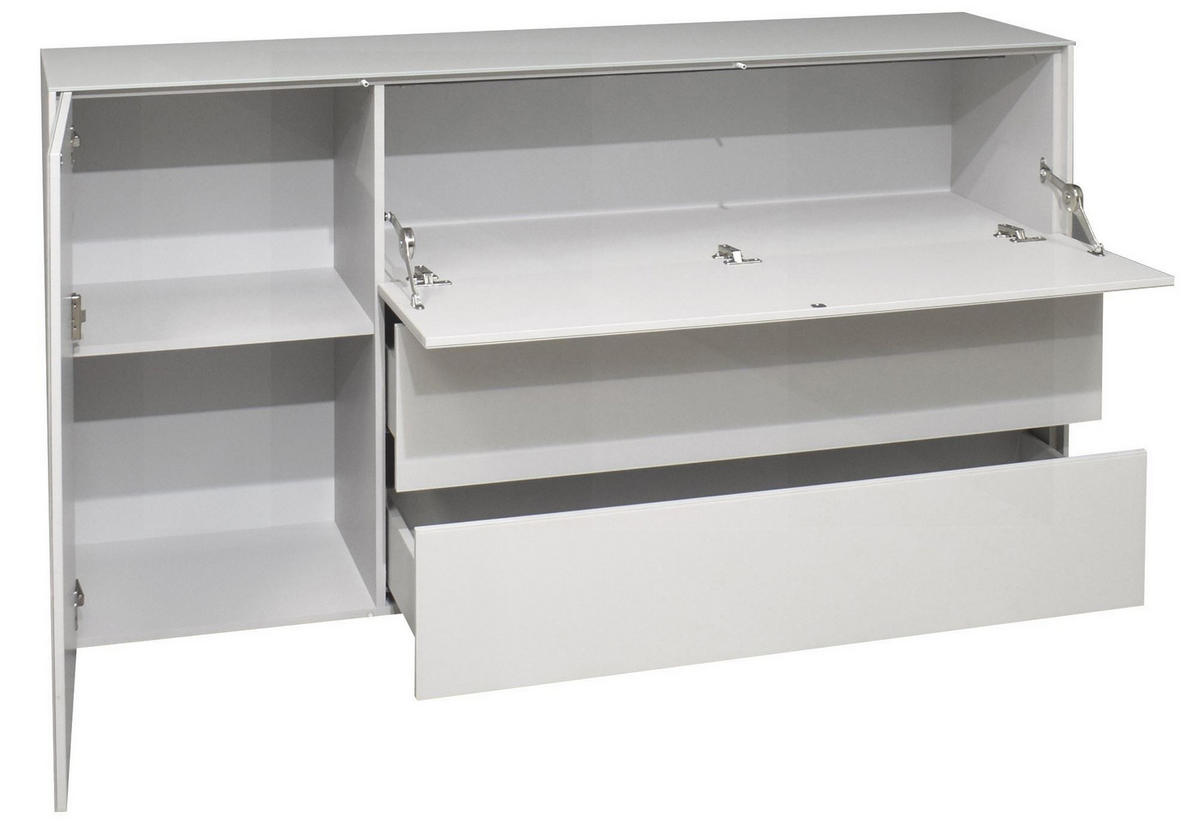 KOMMODE Elfi 169x42x89 Hochglanz Kreidegrau/Glas Kreidegrau - Hellgrau, Holzwerkstoff (169/89/42cm) - 58aufmkessel