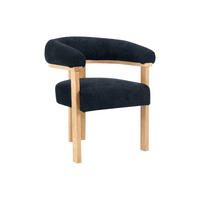 STUHL mit Armlehnen - Bouclé-Stoff & Kautschukholz - Schwarz & Holzfarben - LIVELIA - Schwarz, Textil (60/78/64cm) - Pascal Morabito