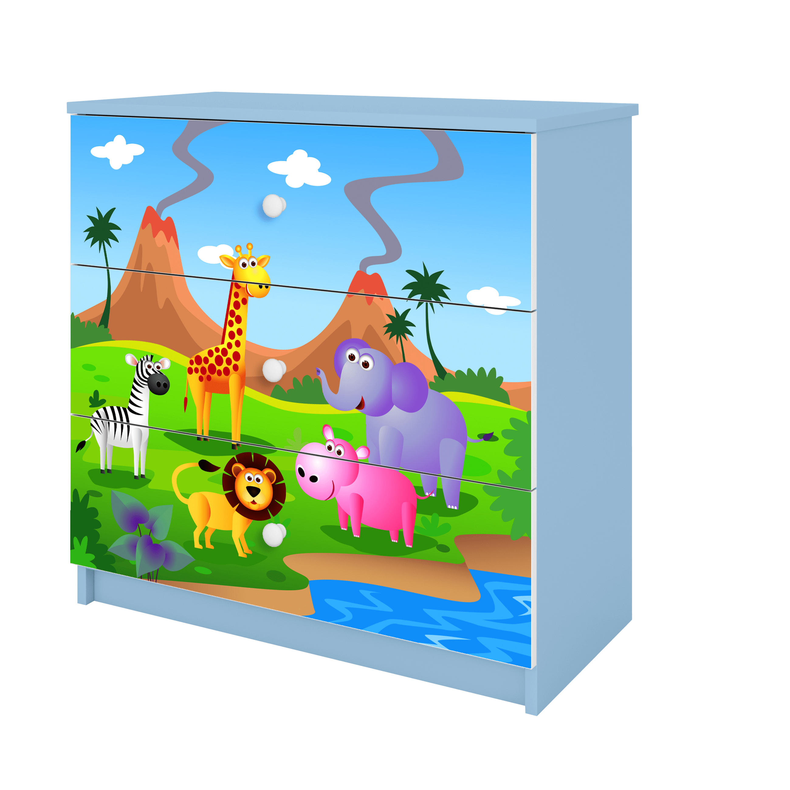 KOMMODE Babydreams Safari 81/81/41 - Blau, Holzwerkstoff (81/81/41cm) - RAUMHIRSCH FURNITURE