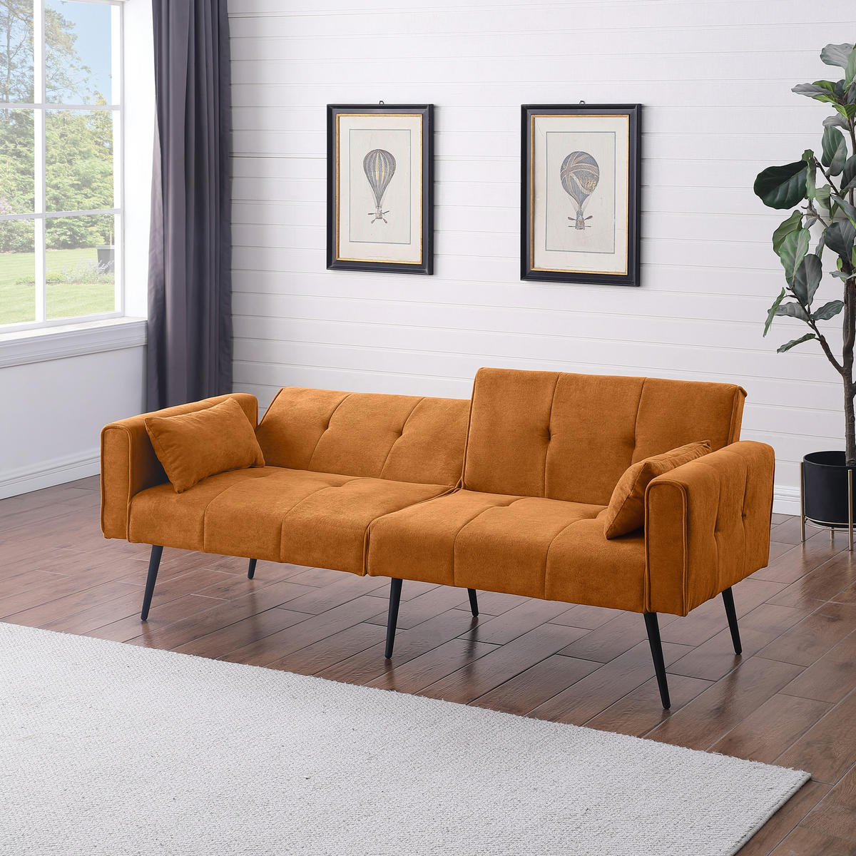 SCHLAFSOFA 175/71/71 cm Orange Cord - Orange, Textil (175/71/71cm) - Oxeza