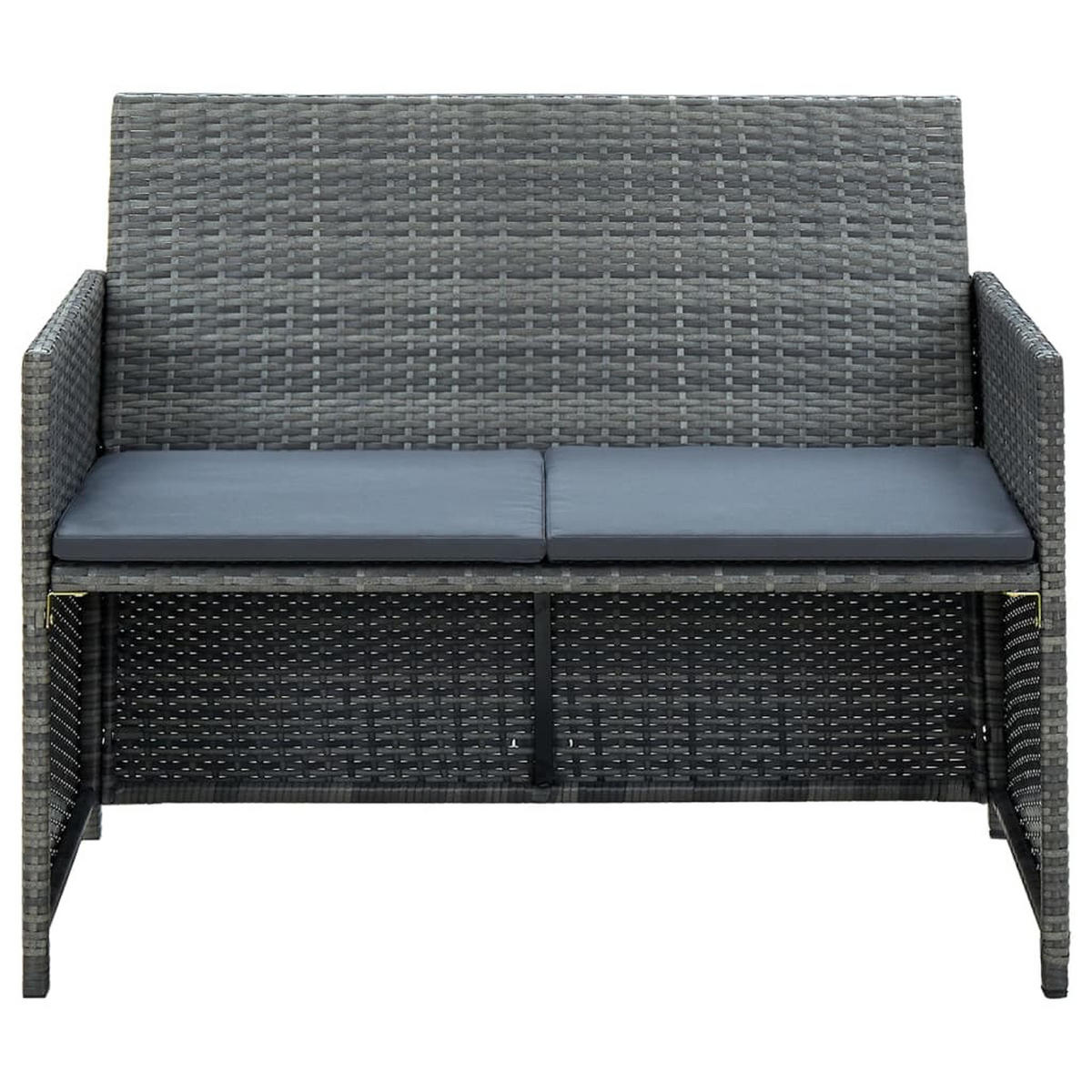 LOUNGESOFA mit Polstern, 100/56/85 cm, aus Poly Rattan, Grau - Blau/Grau, Kunststoff/Textil (100/77/56cm) - vidaXL