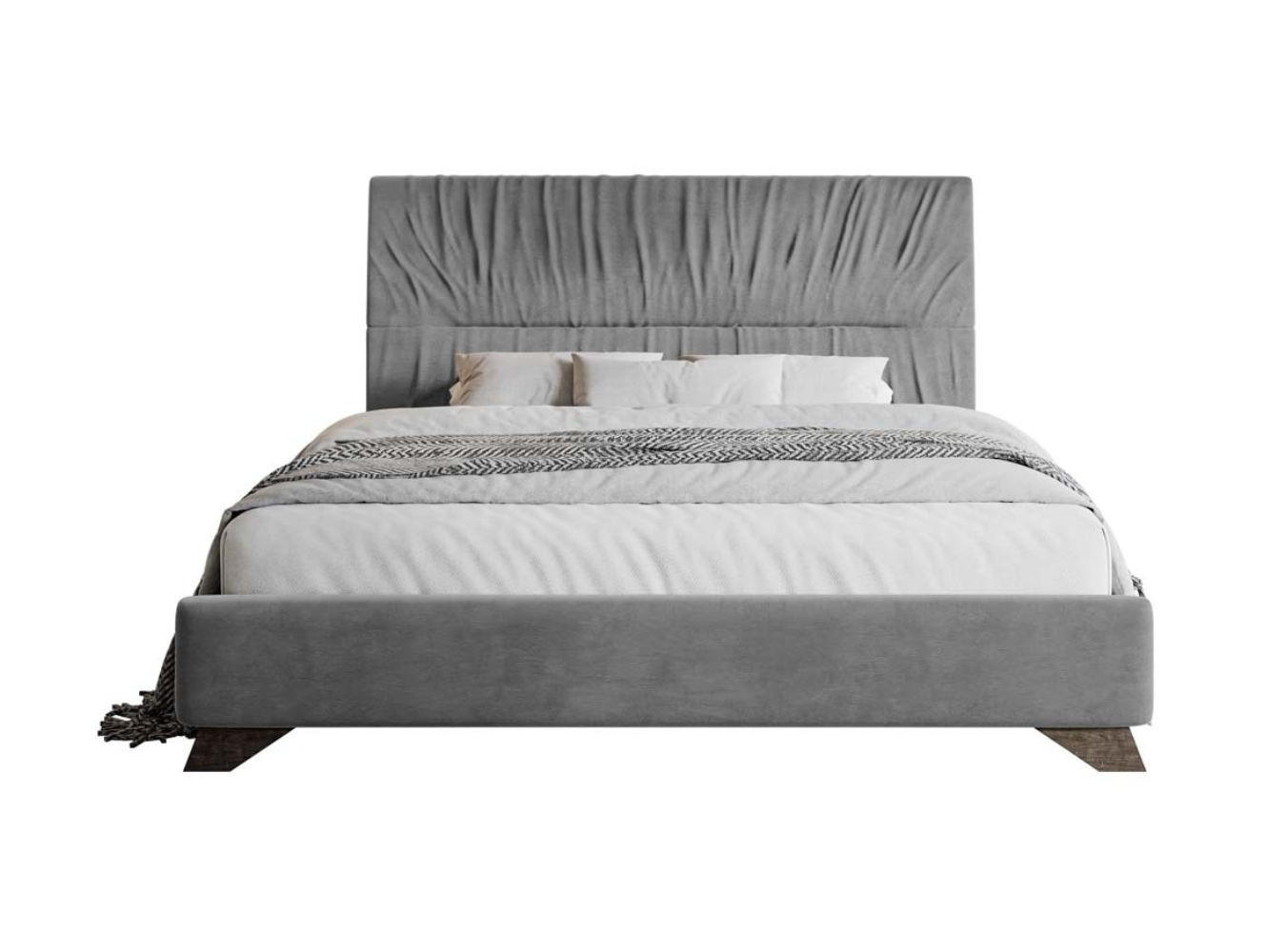 POLSTERBETT Llana Grau Samt 160/200 cm - Braun/Grau, Holz/Textil (160/200cm) - Selsey