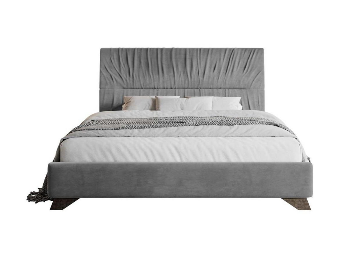 POLSTERBETT Llana Grau Samt 160/200 cm - Braun/Grau, Holz/Textil (160/200cm) - Selsey