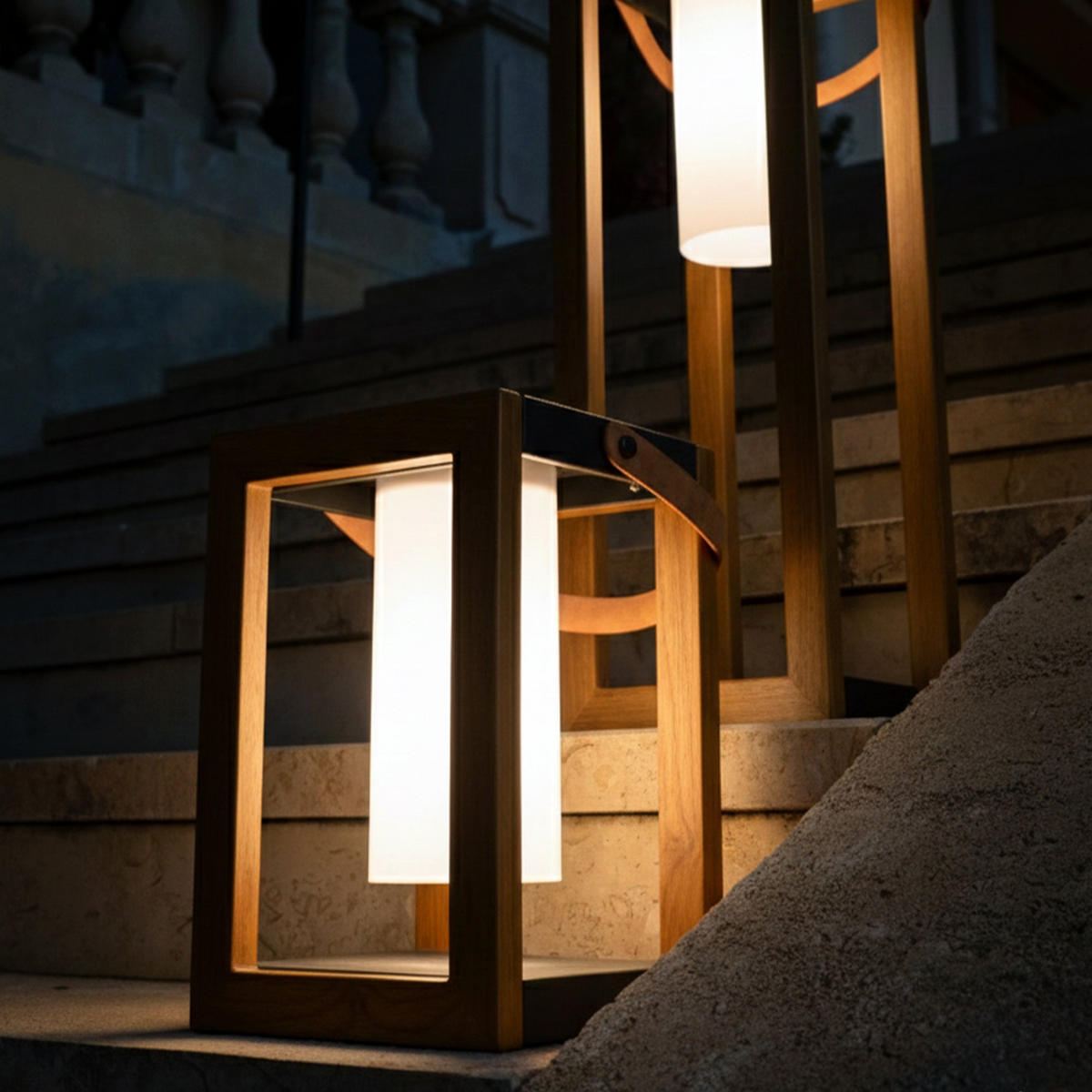 SERAPHINA Solar-Batterie-betriebene Laterne H32CM - Braun, Metall (24/22/32cm) - Lumisky