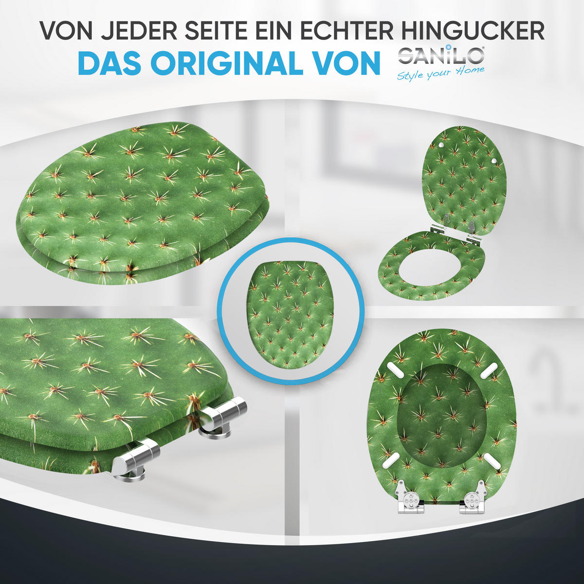 WC-SITZ mit Absenkautomatik Kaktus - Grün, Holzwerkstoff (38/6/47cm) - Sanilo