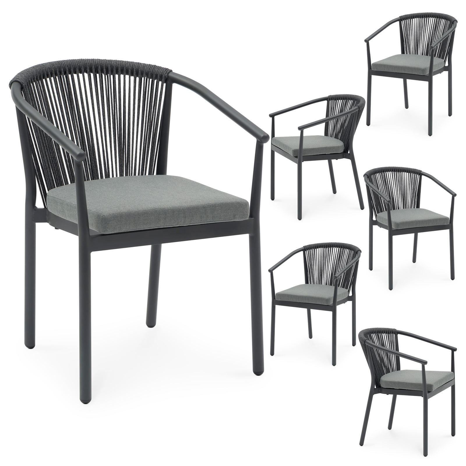 GARTENSTUHL TAVOLO 6ER-SET - Anthrazit, Textil (56/77/62cm) - IDIMEX