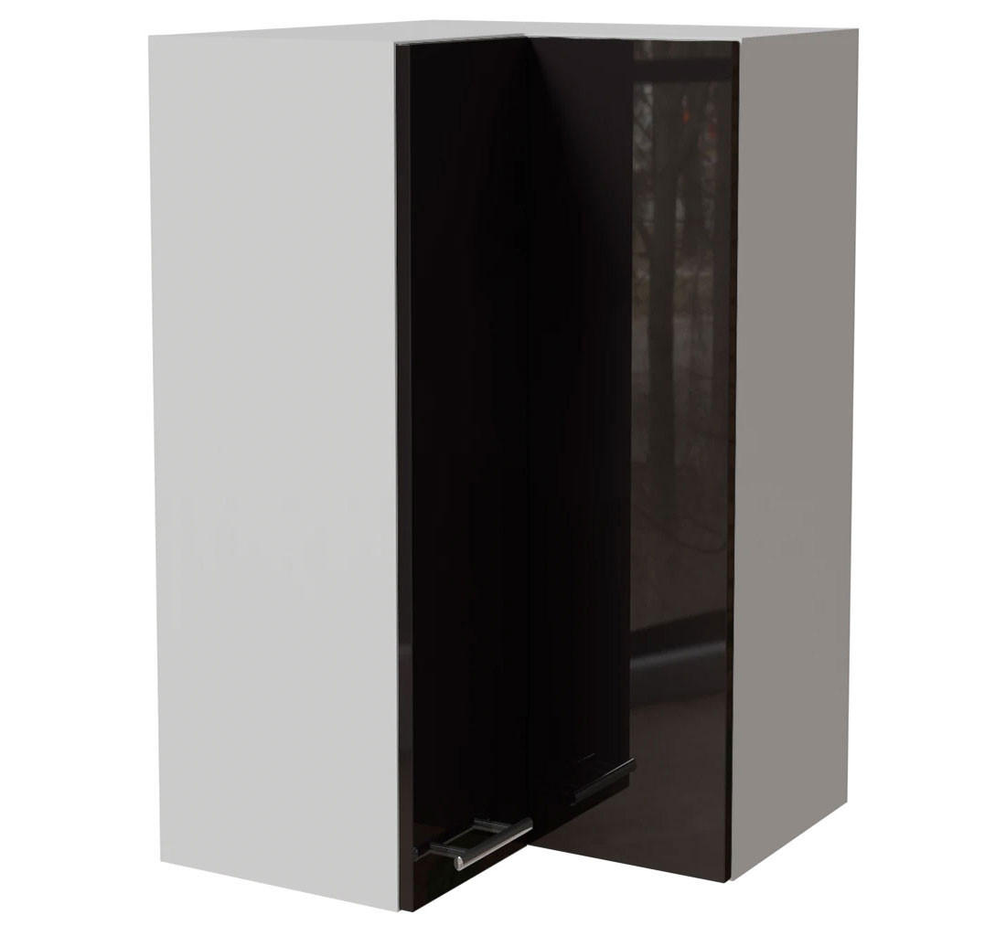 Feldmann-Wohnen Eckhängeschrank Schwarz Hochglanz, Weiß 60x96x60 cm