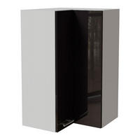 ECKHÄNGESCHRANK Essen W14/60 Schwarz Hochglanz / Weiß Matt 60 / 60 / 96cm - Schwarz Hochglanz/Schwarz, Holz/Holzwerkstoff (60/96/60cm) - Feldmann-Wohnen