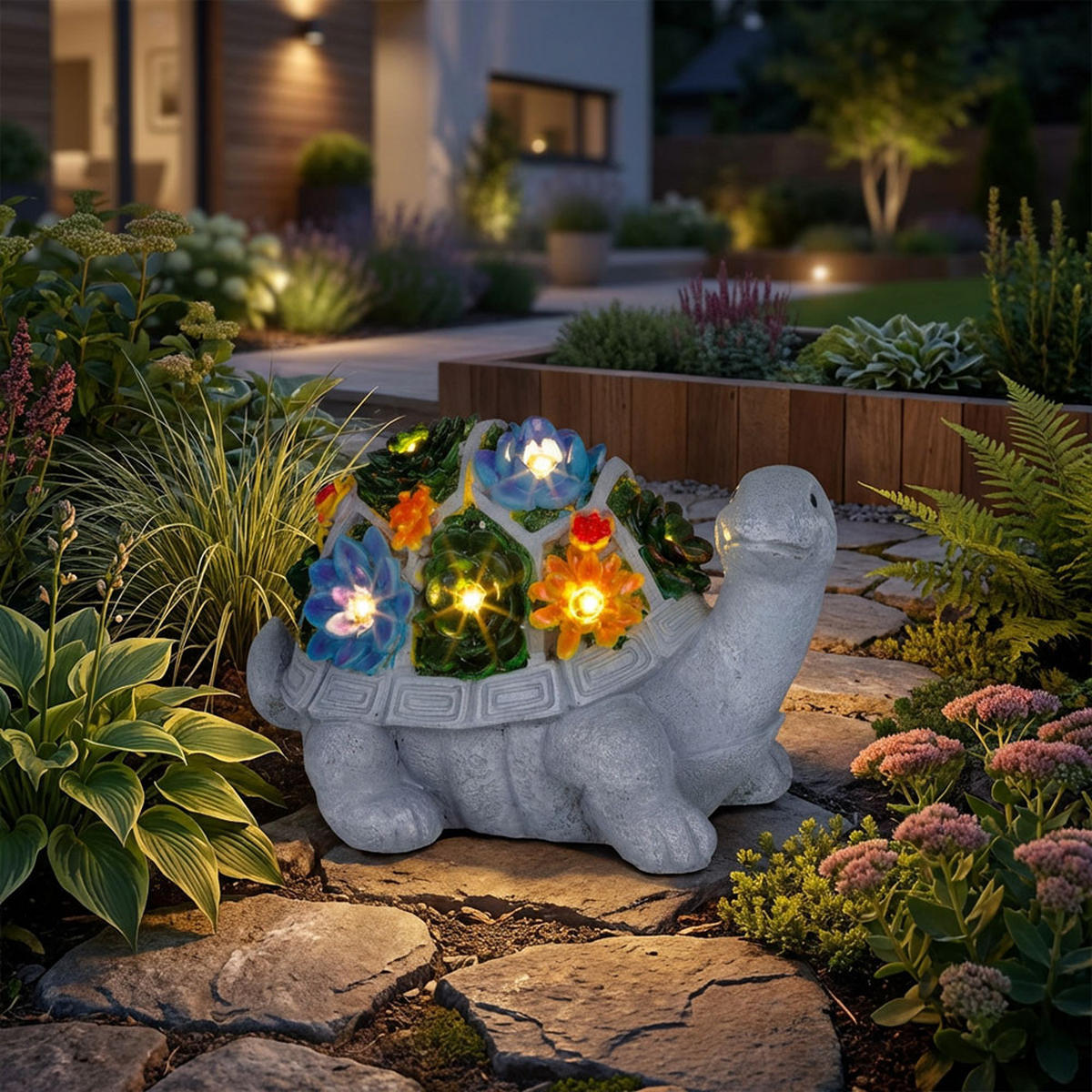 LED SOLARLEUCHTE Schildkröte, Polyresin, Dämmerungssensor - Grau, Kunststoff (26/14.8/17cm)