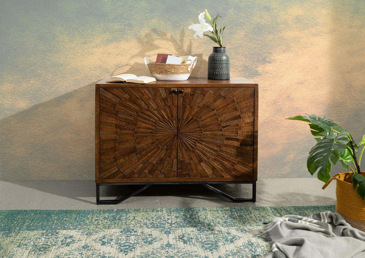 KOMMODE Mango 107x46x86 braun lackiert STILMÖBEL #115 - Braun, Holz (107/86/46cm) - Massivmoebel24