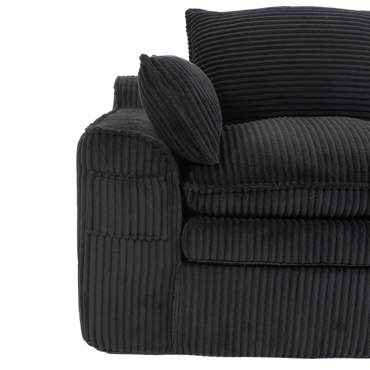 2-SITZER-SOFA DE-33774 Federkern mit Seitentaschen Schwarz - Schwarz, Metall (191/85/94cm) - ComfortXL