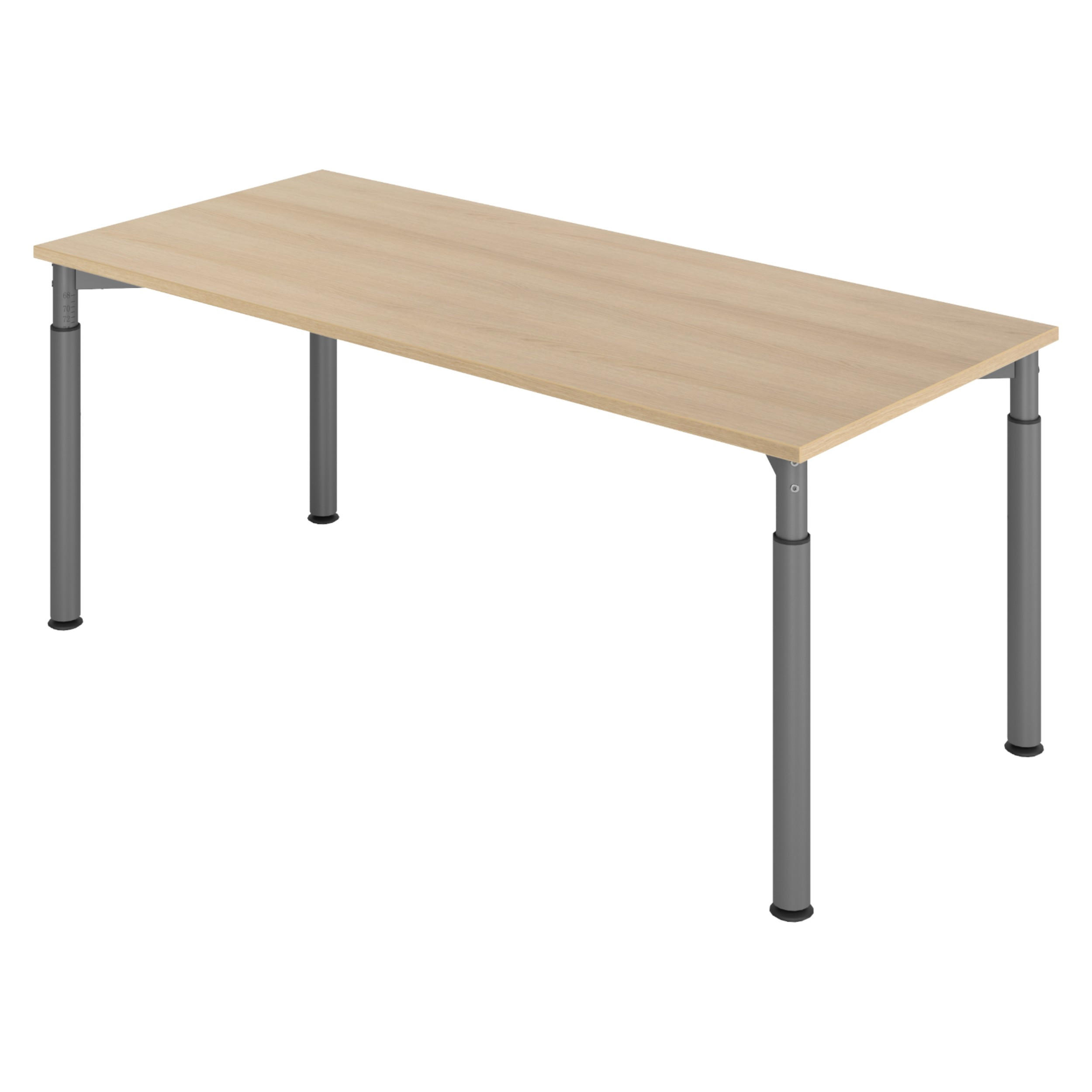 SCHREIBTISCH Serie-Y 80/180/74 cm in Eichefarben/Graphitfarben - Eichefarben/Graphitfarben, Holzwerkstoff (80/180/74cm) - bümö