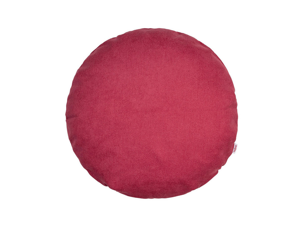 KISSENHÜLLE Rund FarbTon Chenille-Haptik himbeer-rot 50 cm Ø - Rot, Textil (50/50cm) - beties Heimtextil