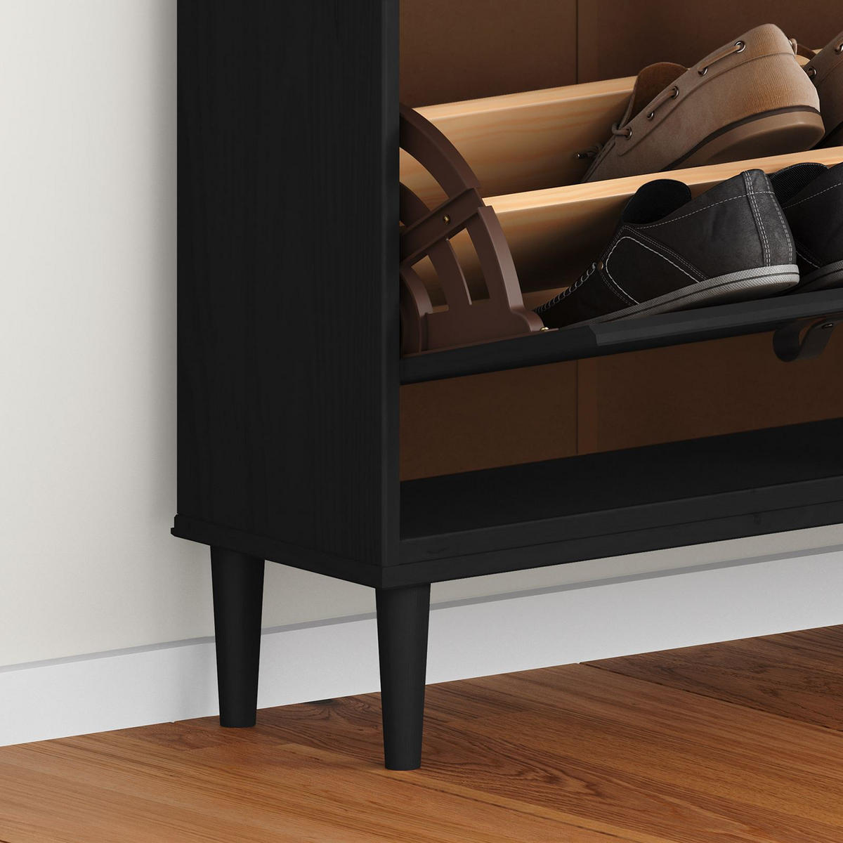 SCHUHKIPPER MIKKA schwarz - Schwarz, Holz (107/92/25cm) - IDIMEX