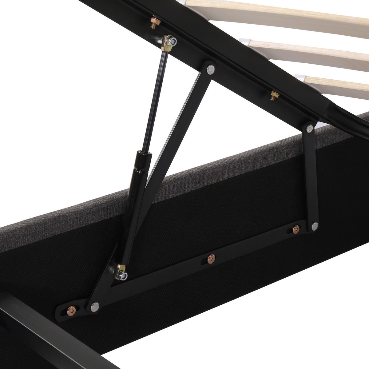 POLSTERBETT 140x190cm Grau Leinen Mit LED Hydraulik & Schubladen - Grau, Metall (140/190cm) - FLIEKS