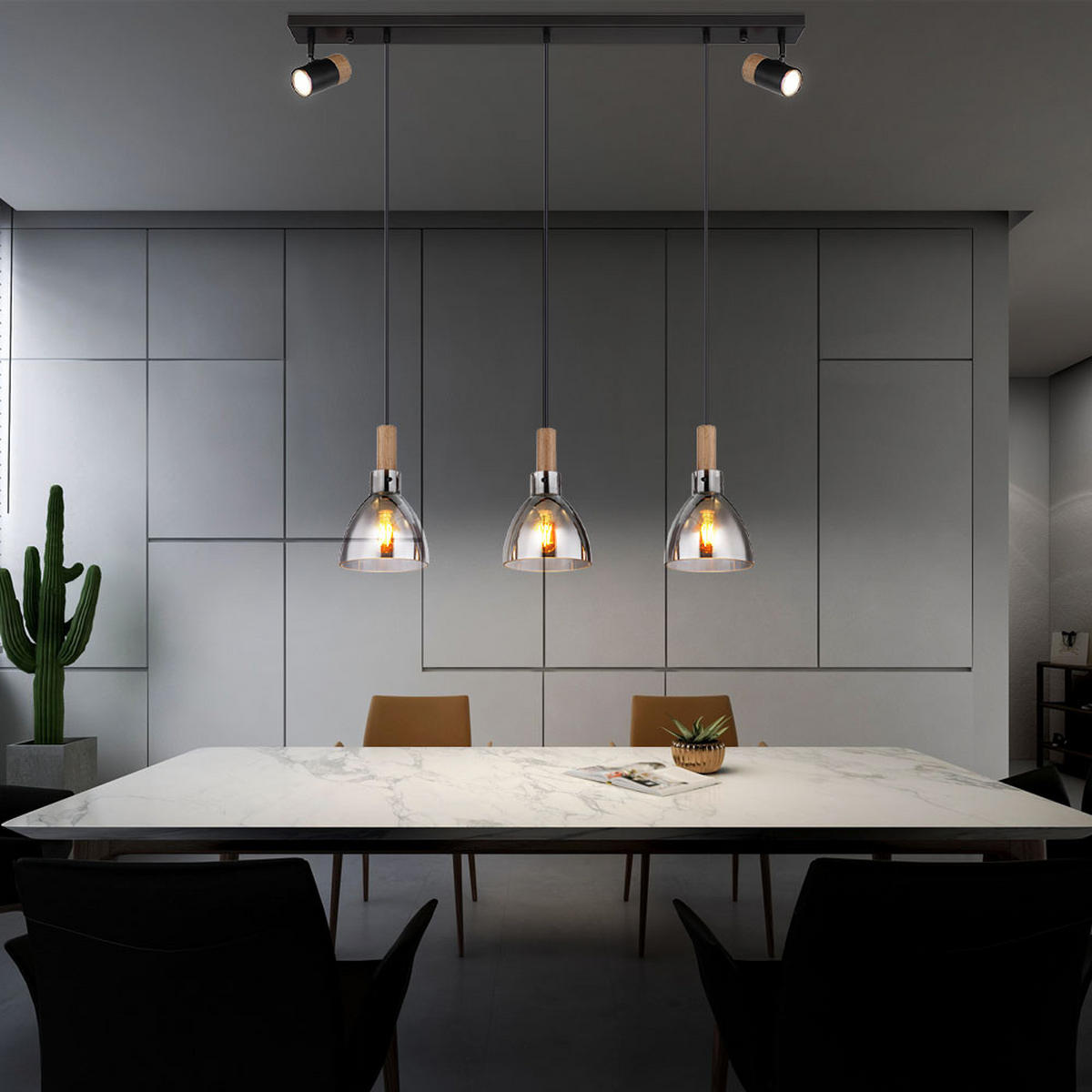 HÄNGELEUCHTE Mattea Metall Grau Rauchglas - Grau, Glas (95/16/120cm) - Globo Lighting