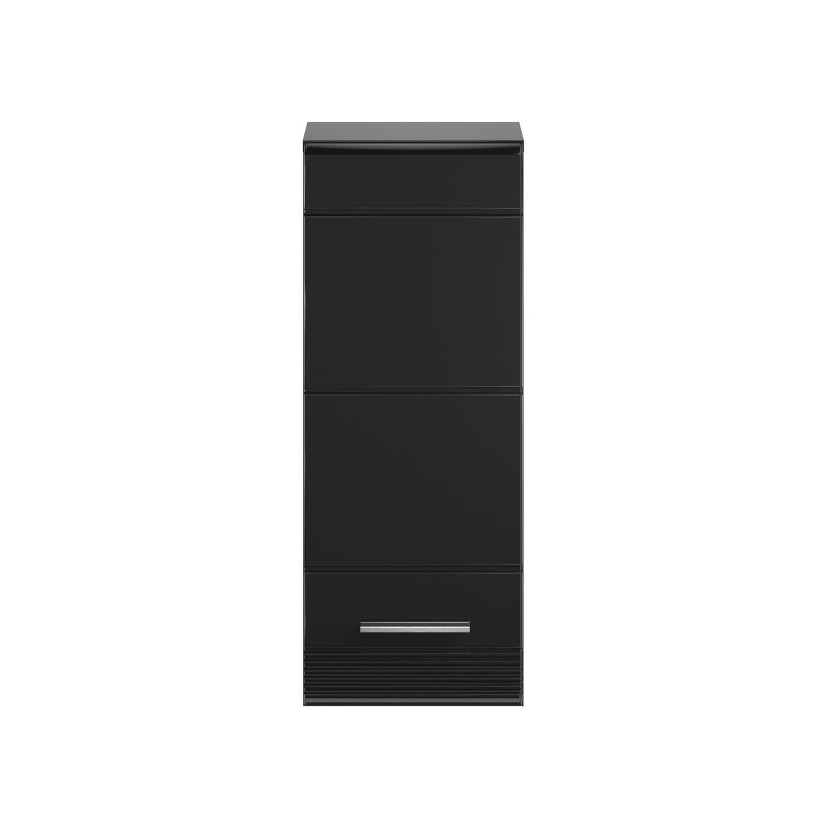 HÄNGESCHRANK Linus Bad in schwarz Nachbildung und schwarz hochglanz B/H/T: 30x77x23 cm - Schwarz, Holz (30/77/23cm)