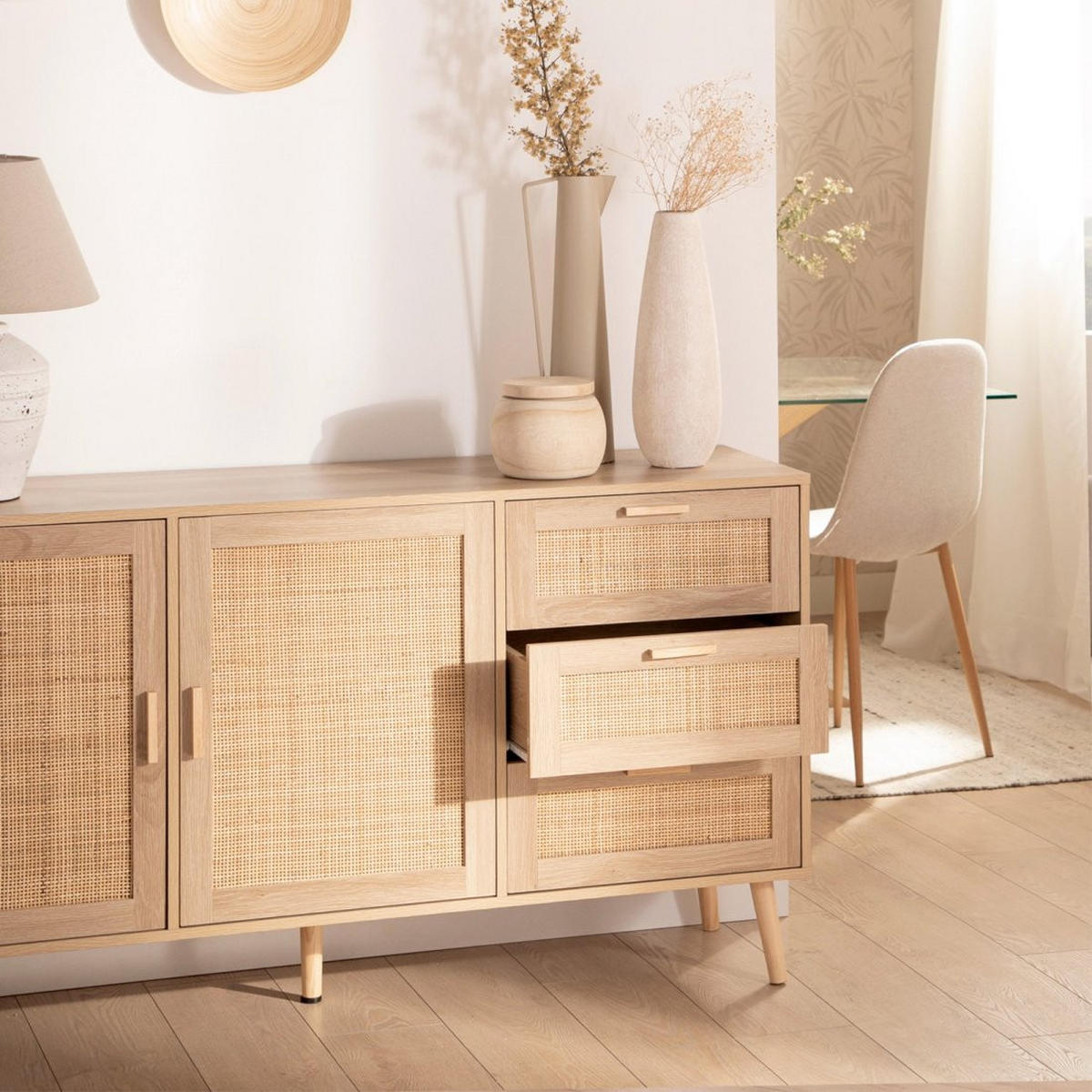 ANRICHTE NIEDRIGE Tahiti Natürlich 148 cm x 79 cm - Naturfarben, Holzwerkstoff (148/79/40cm) - Klast Home