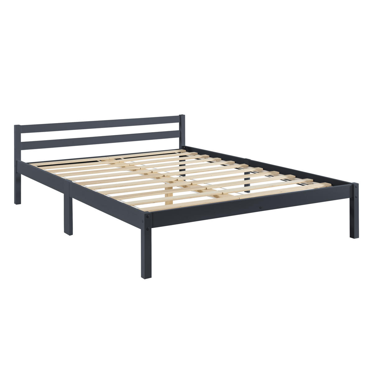 HOLZBETT Nakkila - Dunkelgrau, Holz (140/200cm) - [en.casa]
